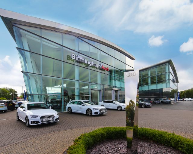 Front of the Audi Dealership in Solihull.