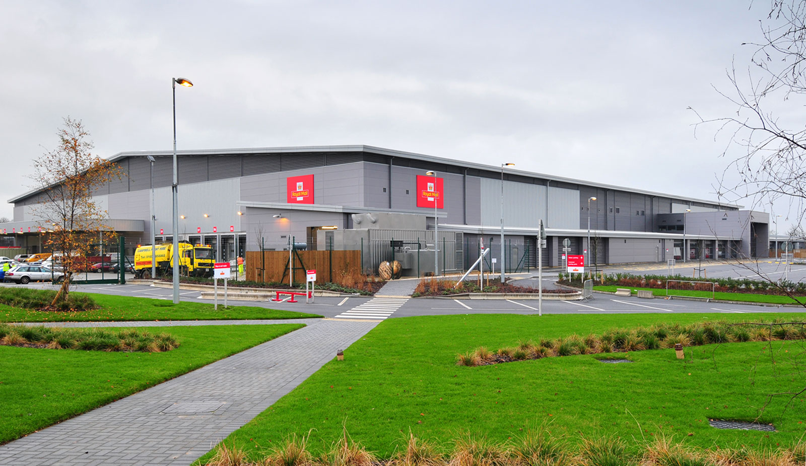 Front of the Royal Mail Distribution Centre in Northampton.